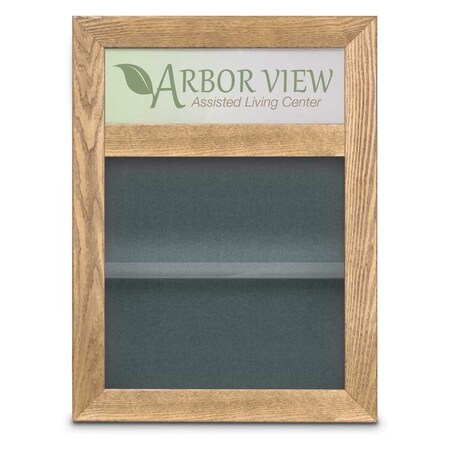 United Visual Products Outdoor Enclosed Combo Board, 48"x36", Gold Frame/Blue & Apricot UVCB4836ODG-BLUE-APRICOT